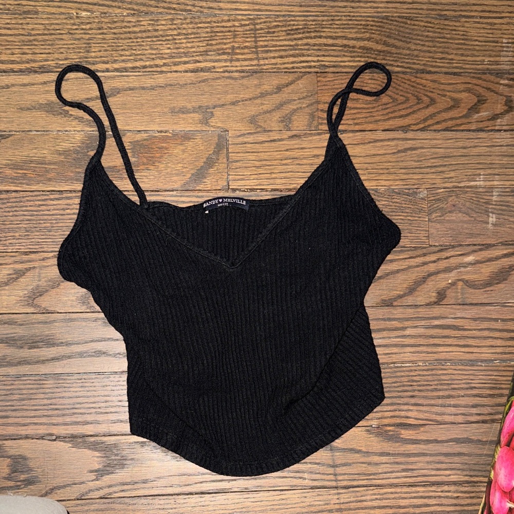 Madewell Black Ribbed V-Neck Cami